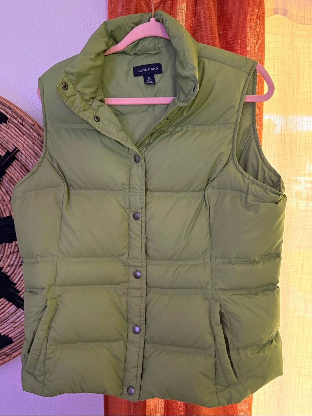 Lands' End Green Puffer Vest - Women's